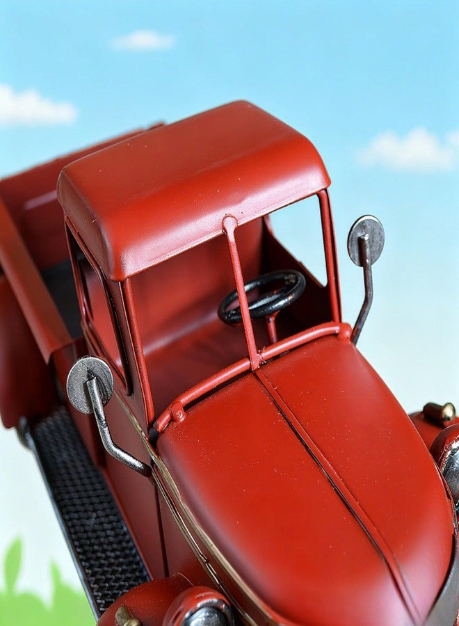 زينة عيد الميلاد لشاحنة حمراء متلألئة - نموذج معدني بتصميم كلاسيكي مع تفاصيل احتفالية، مثالي لتزيين المنزل في العطلات ولهواة جمع التحف. - Image 4